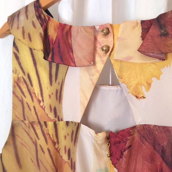 Leifsdottir Floral Print Silk Dress size 10 - Picture 9 of 10